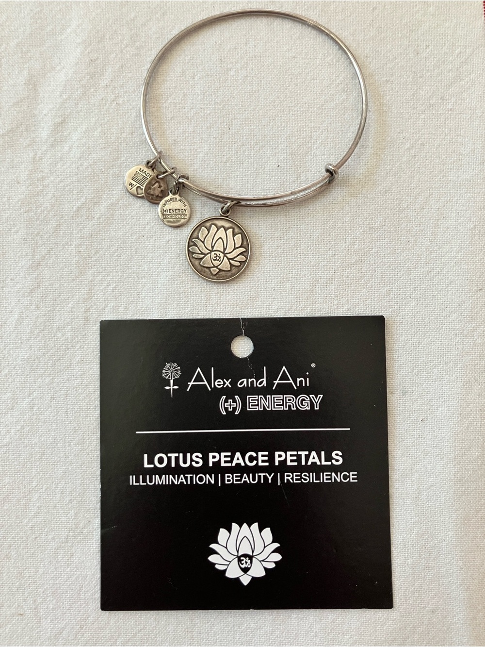 Alex and Ani silver Lotus Charm Bangle Bracelet